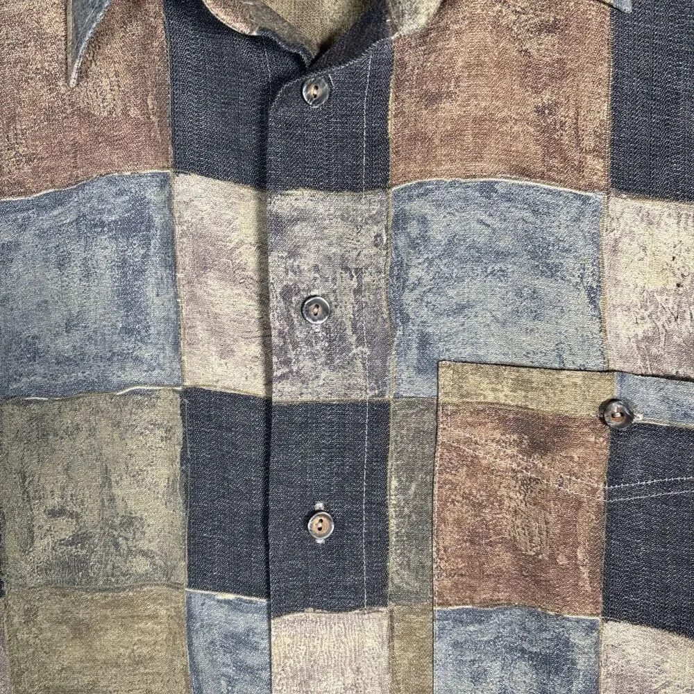 Georg Roth Of Germany Shirt Mens Size XL Plaid Abstract Water Colors Artsy Retro - Picture 6 of 15
